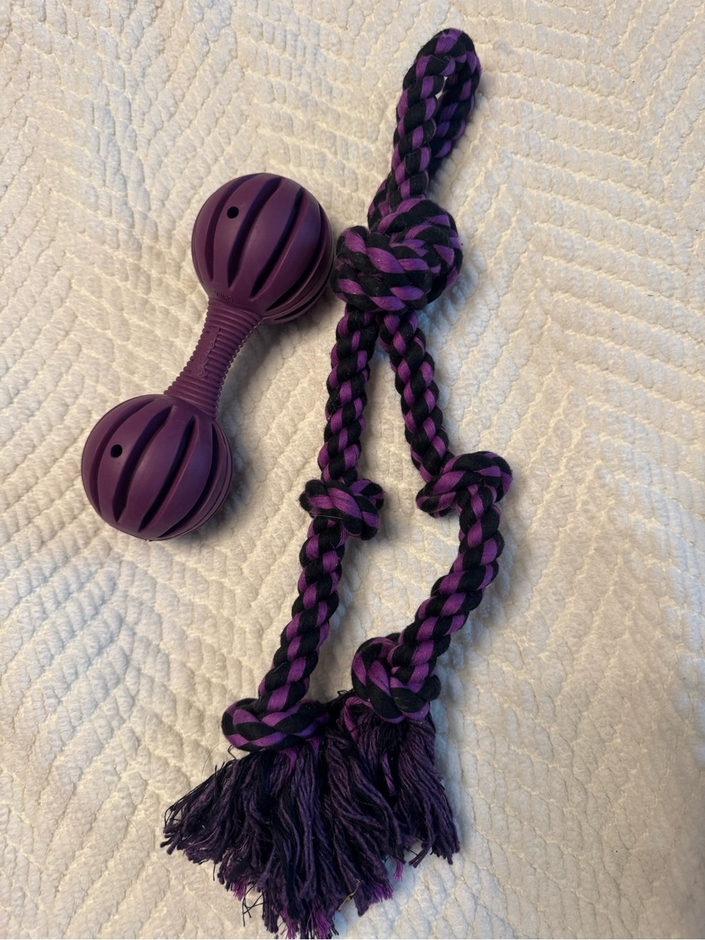 Purple Dog Tug Rope and Chew Toy Set